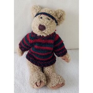 Stichler blonde bear plush with multicolored sweater headband jointed legs